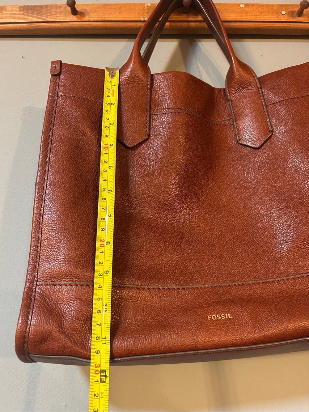 Fossil Cognac Leather Tote with Dual Handles - Picture 12 of 16
